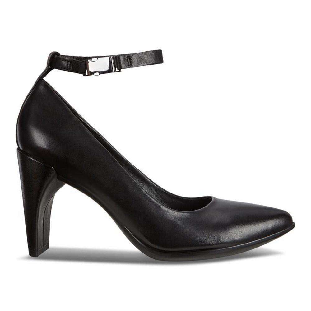 Pumps Mujer - ECCO Shape 75 Pointy Sleek 2.0 Ankle Strap Heels - Negros - PED975803